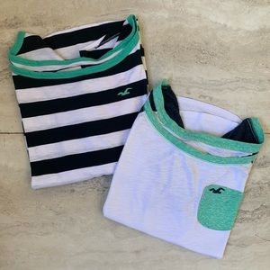 Hollister Co Bundle of 2 White & Blue Tee Shirts